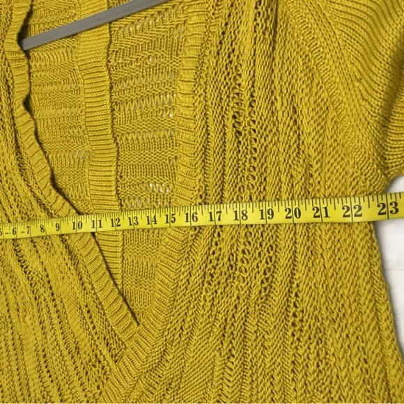 Natori Yellow Cardigan Sweater with Asymmetrical Hem - Picture 2 of 10